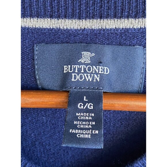 Button Down Brand Sweater Blue Men's Size L Large 100% Cashmere Long Sleeve - Picture 7 of 8